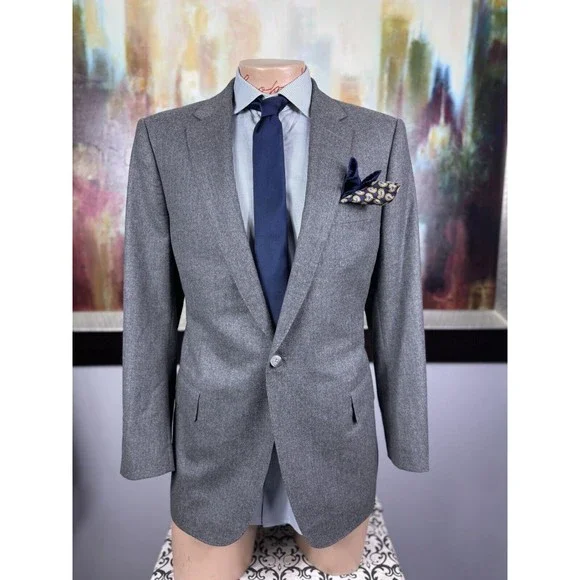 42R Hartmanns Custom Gray 2 Piece Suit - Pants 36/30 Italian Wool Mens Italian